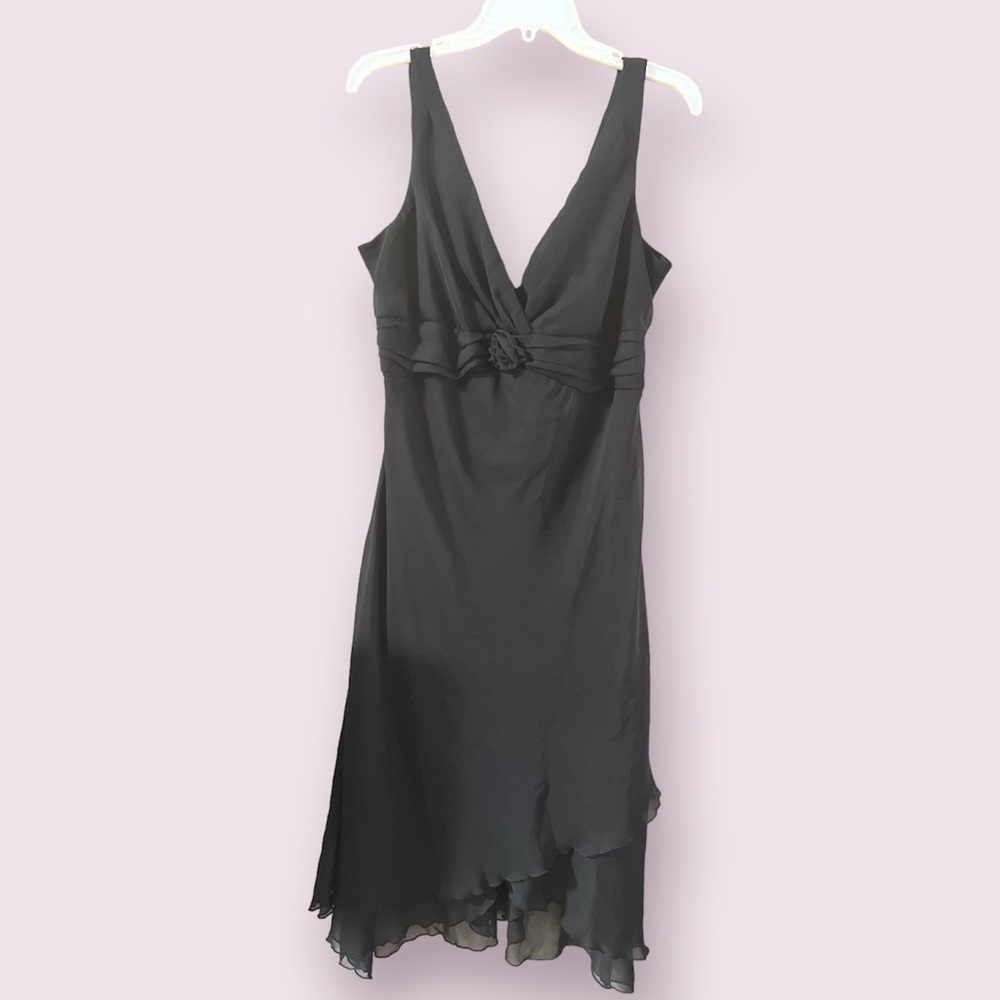 Black mid dress with ruffled hem